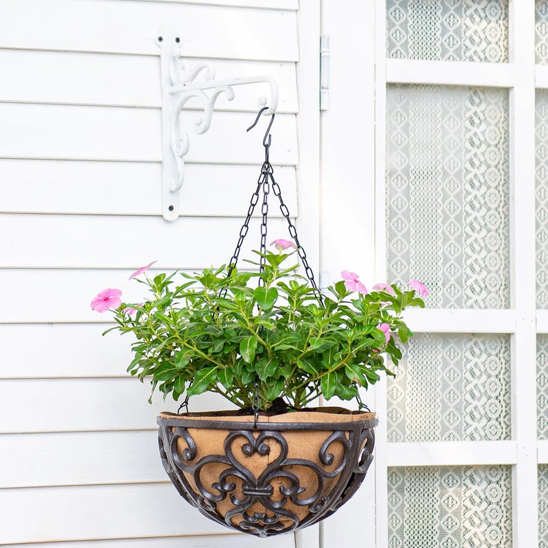 Sungmor Cast Iron Wall Hook Plant Hangers - Home & Garden Heavy Duty Hanging Bracket Plant Hooks - 2PC WHITE Decorative Wall Mount Hooks for Hanging Planter Pot Bird Feeder Birdcage Lantern Wind Chime - Image 4